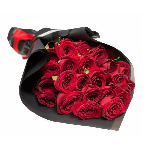 Букет цветов "Букет из роз в черной упаковке"